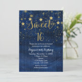 Invitation pour une fête Sweet 16 avec des étoiles (Debout devant)