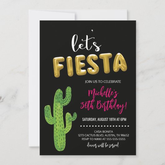 Invitation pour une Fiesta noire et or (Devant)