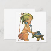 Invitation pour une fille mignonne enfant vintage  (Devant / Derrière)