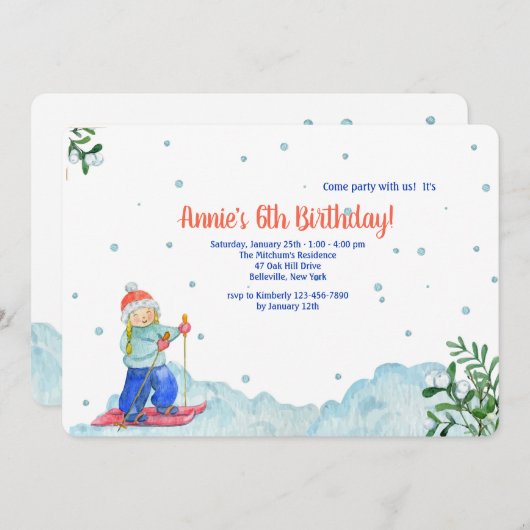 Invitation pour une fille pratiquant des sports d' (Devant / Derrière)