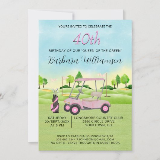 Invitation pour une golfeuse à l'occasion de son 4 (Devant)