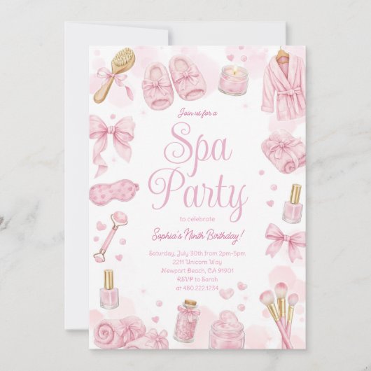 Invitation pour une journée au spa rose (Devant)