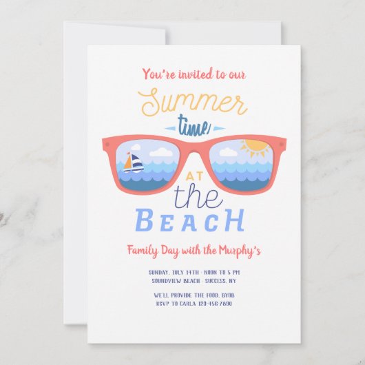 Invitation pour une journée d'été à la plage (Devant)