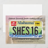 Invitation pour une licence d'Alabama pour les 16  (Devant / Derrière)