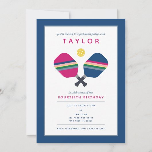 Invitation pour une partie de Pickleball bleu vert (Devant)