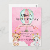 Invitation pour une première fête d'anniversaire j (Devant / Derrière)