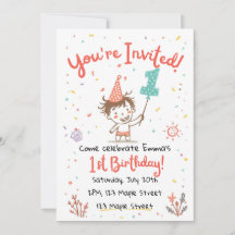 Invitation pour une première fête de style crayon 