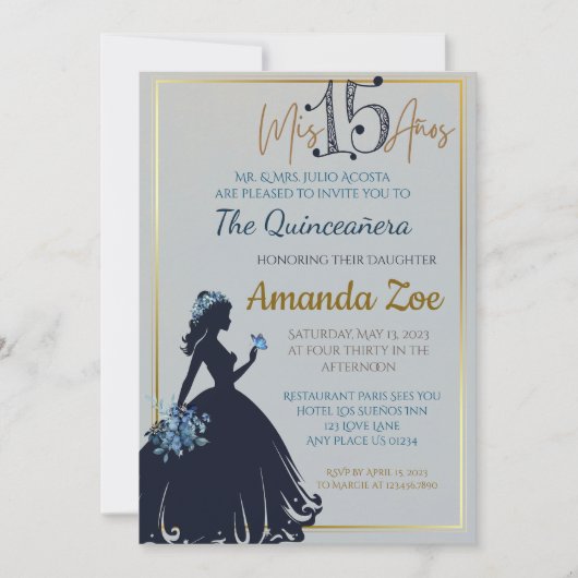 Invitation pour une Quinceañera (Devant)