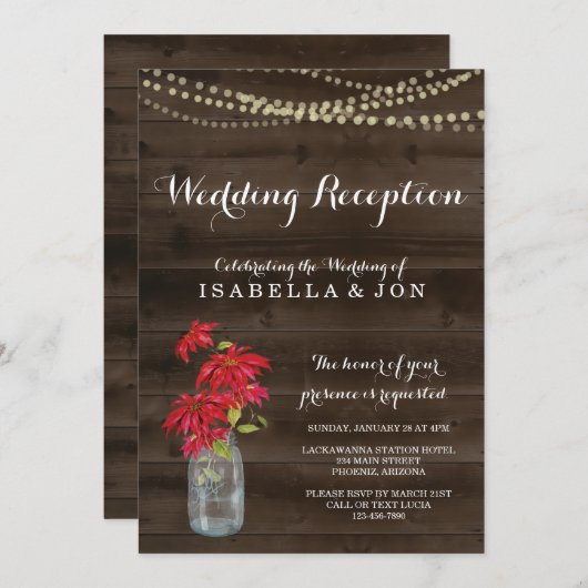Invitation pour une réception de mariage de Noël r (Devant / Derrière)