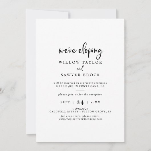 Invitation pour une réception de mariage intime av (Devant)