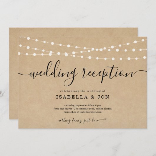 Invitation pour une réception de mariage rustique  (Devant / Derrière)