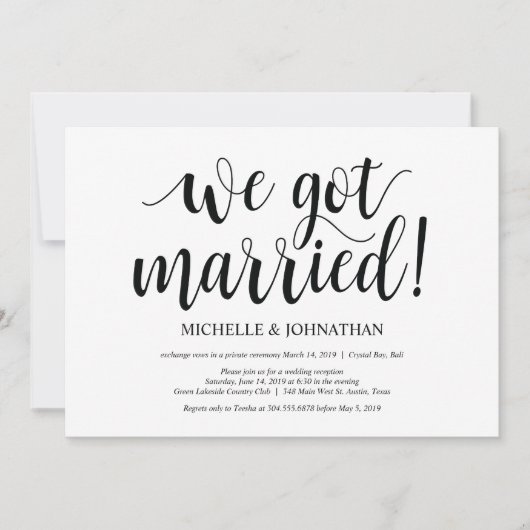 Invitation pour une réception de mariage rustique (Devant)