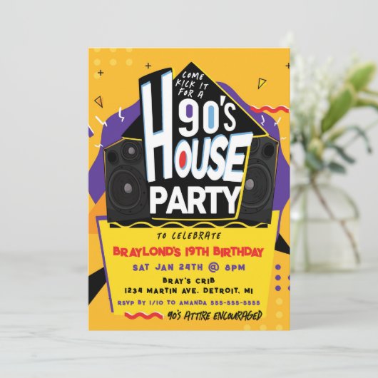 Invitation pour une soirée 90 dans une maison (Debout devant)