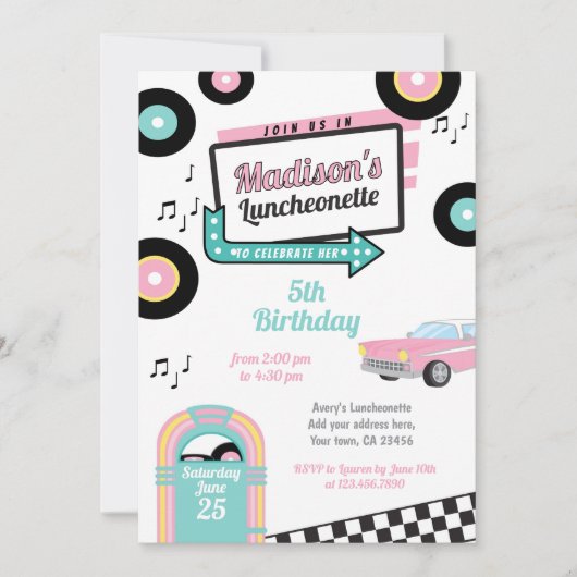 Invitation pour une soirée au diner rétro Luncheon (Devant)