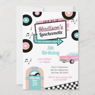 Invitation pour une soirée au diner rétro Luncheon