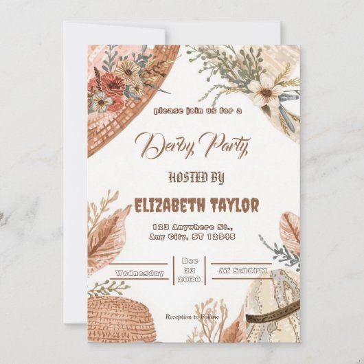 Invitation pour une soirée Big Hat Derby (Devant)