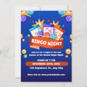Invitation pour une soirée Bingo amusante Bleu et  (Devant)