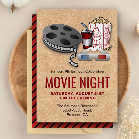 Invitation pour une soirée cinéma d'anniversaire r