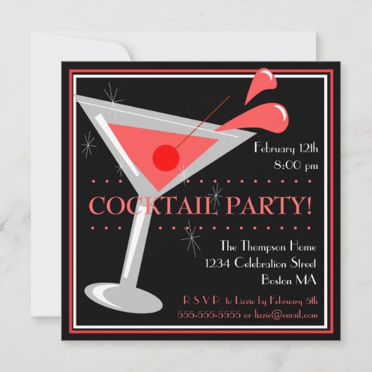 Invitation pour une soirée cocktail au Martini Rou (Devant)