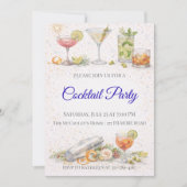 Invitation pour une soirée cocktail écriture bleue (Devant)