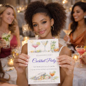 Invitation pour une soirée cocktail écriture bleue