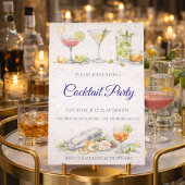 Invitation pour une soirée cocktail écriture bleue