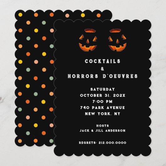 Invitation pour une soirée cocktail Halloween pour (Devant / Derrière)