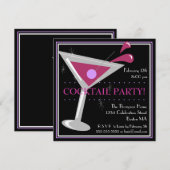 Invitation pour une soirée cocktail Purple Martini (Devant / Derrière)