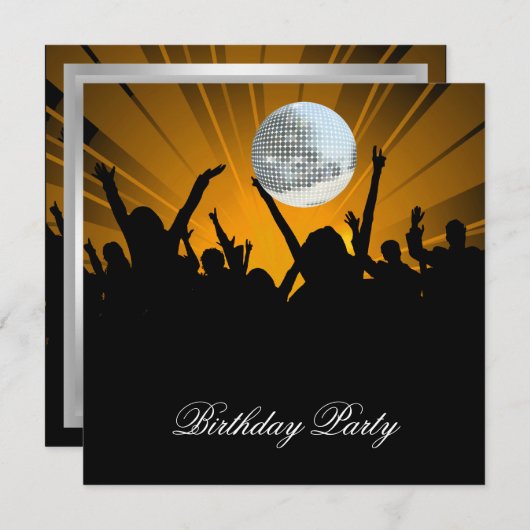 Invitation pour une soirée d'anniversaire Disco Re (Devant / Derrière)