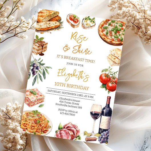Invitation pour une soirée d'anniversaire pizza et