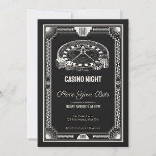 Invitation pour une soirée de casino avec roue de