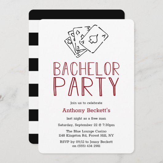 Invitation pour une soirée de casino moderne pour (Devant / Derrière)