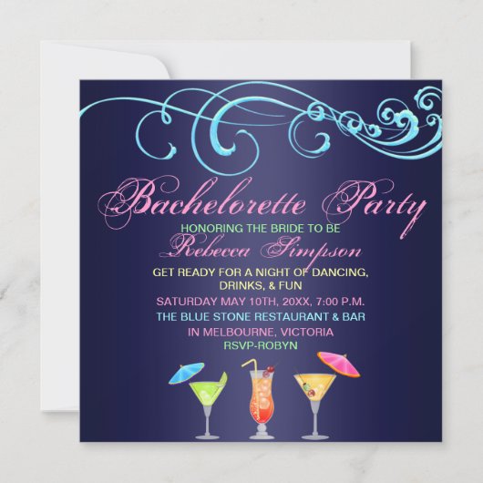 Invitation pour une soirée de cocktail bleue pour (Devant)