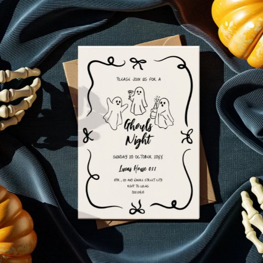 Invitation pour une soirée de doodle de la nuit de