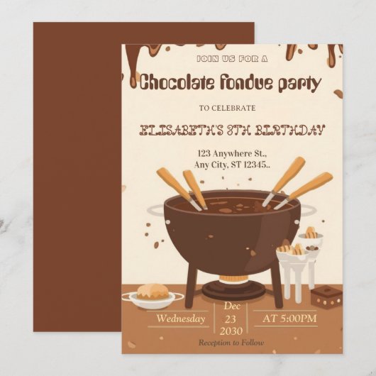 Invitation pour une soirée de fondue pour les amou (Devant / Derrière)