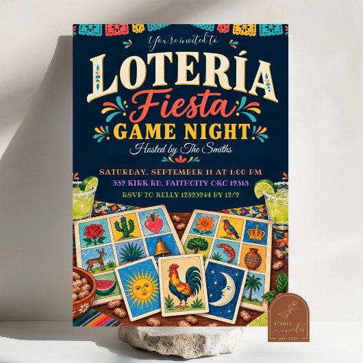 Invitation pour une soirée de jeu de Loteria mexic