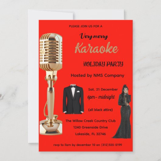 Invitation pour une soirée de karaoke à Noël (Devant)