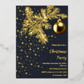 Invitation pour une soirée de Noël bleu foncé et o (Recto)