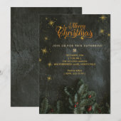 Invitation pour une Soirée de Noël Étoilée Noire e (Devant / Derrière)