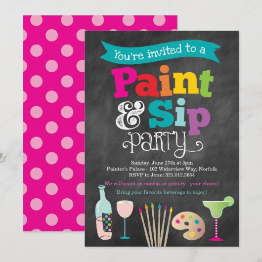 Invitation pour une soirée de peinture et de vin P (Devant / Derrière)