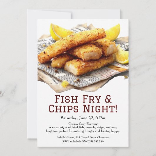 Invitation pour une soirée de poisson frit & frite (Devant)