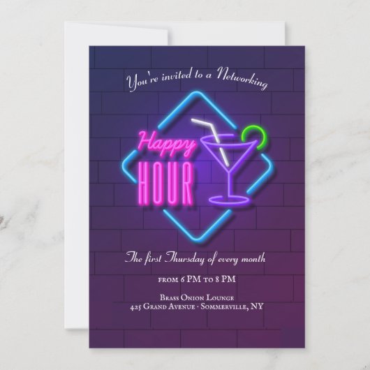Invitation pour une Soirée de Réseautage au Neon " (Devant)
