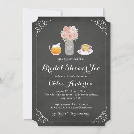 Invitation pour une soirée de thé de mariage sur t (Devant)
