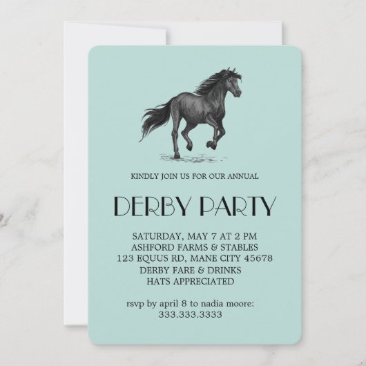 Invitation pour une soirée Derby de chevaux de cou (Devant)