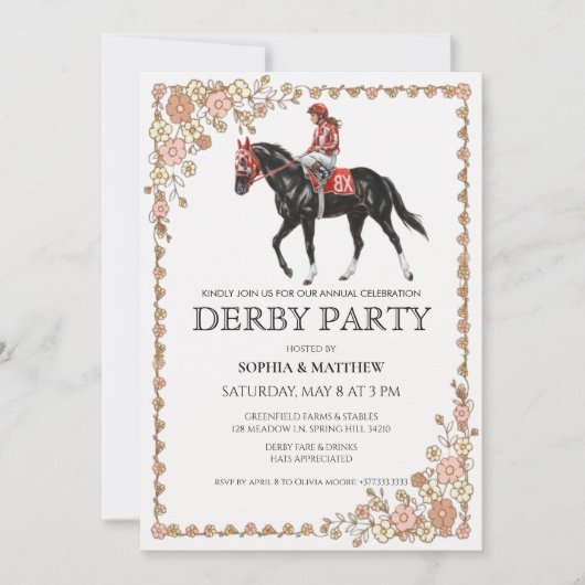 Invitation pour une soirée Derby de course de chev (Devant)