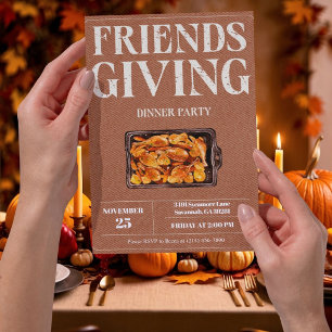 Invitation pour une soirée Friendsgiving rustique
