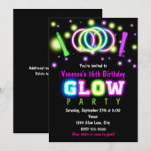 Invitation pour une soirée GLOW Anniversaire néon (Devant / Derrière)