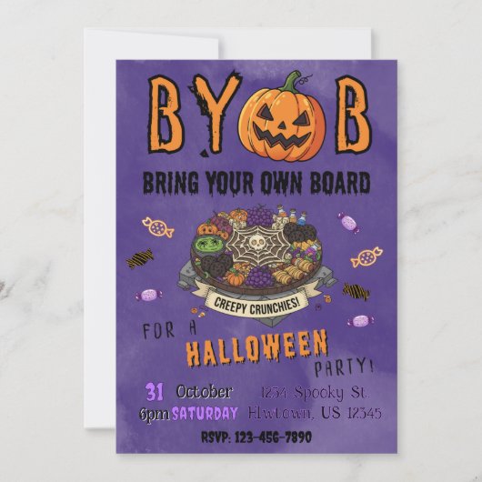 Invitation pour une soirée Halloween avec planche (Devant)