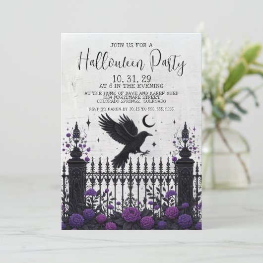 Invitation pour une soirée Halloween avec une clôt (Debout devant)