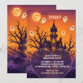 Invitation pour une soirée Halloween dans un manoi (Devant / Derrière)